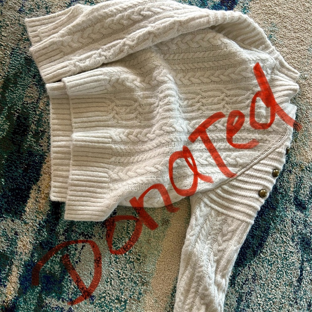 Mango white cable knit sweater